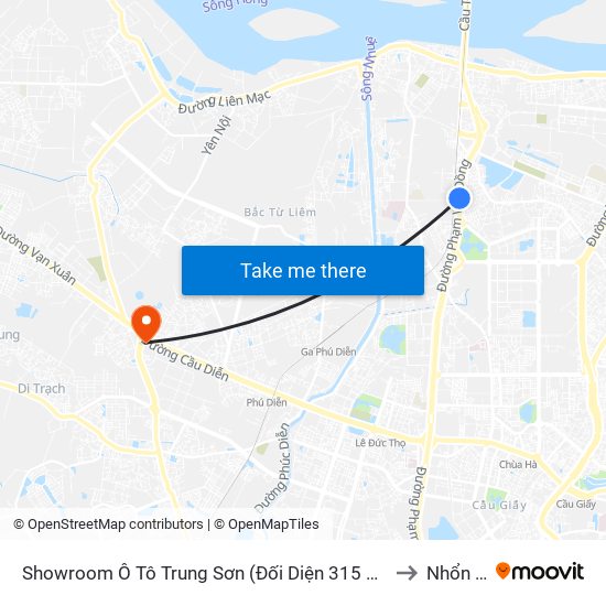 Showroom Ô Tô Trung Sơn (Đối Diện 315 Phạm Văn Đồng) to Nhổn City map