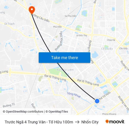 Trước Ngã 4 Trung Văn - Tố Hữu 100m to Nhổn City map