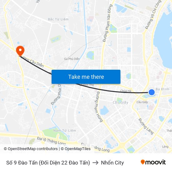 Số 9 Đào Tấn (Đối Diện 22 Đào Tấn) to Nhổn City map