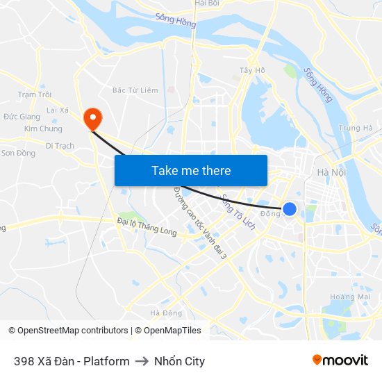 398 Xã Đàn - Platform to Nhổn City map