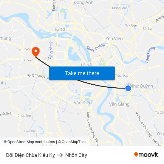 Đối Diện Chùa Kiêu Kỵ to Nhổn City map