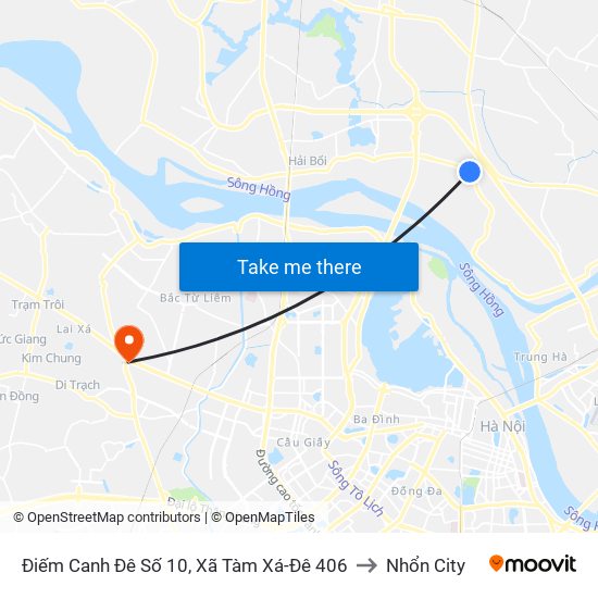 Điếm Canh Đê Số 10, Xã Tàm Xá-Đê 406 to Nhổn City map