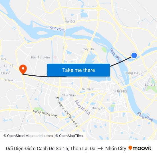 Đối Diện Điếm Canh Đê Số 15, Thôn Lại Đà to Nhổn City map