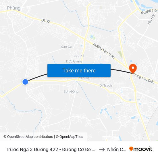 Trước Ngã 3 Đường 422 - Đường Cơ Đê 20m to Nhổn City map