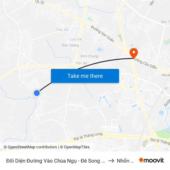 Đối Diện Đường Vào Chùa Ngụ - Đê Song Phương to Nhổn City map