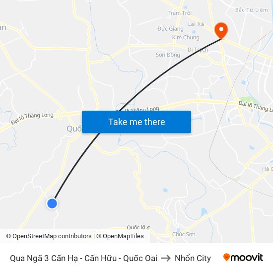 Qua Ngã 3 Cấn Hạ - Cấn Hữu - Quốc Oai to Nhổn City map