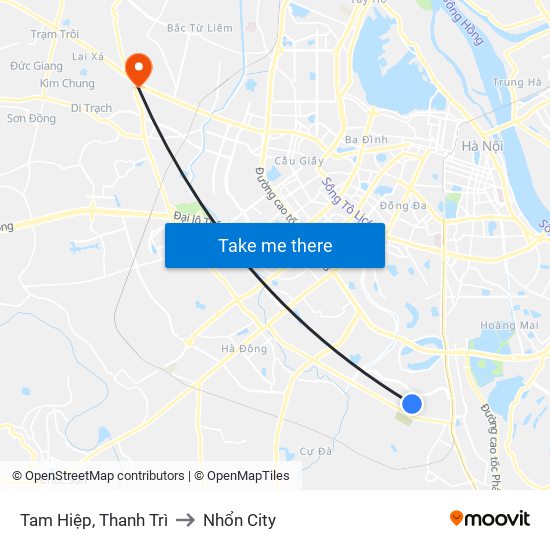 Tam Hiệp, Thanh Trì to Nhổn City map