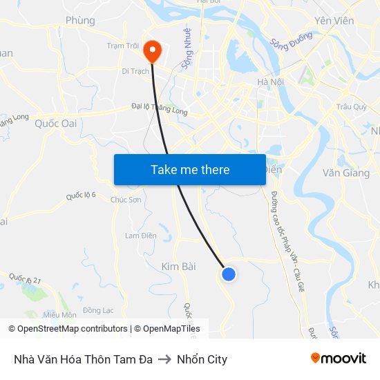 Nhà Văn Hóa Thôn Tam Đa to Nhổn City map