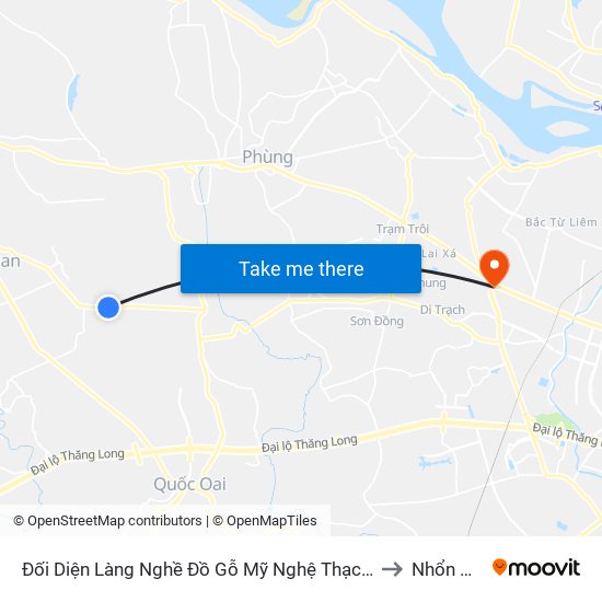 Đối Diện Làng Nghề Đồ Gỗ Mỹ Nghệ Thạch Thất to Nhổn City map