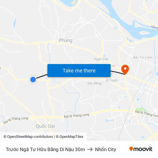 Trước Ngã Tư Hữu Bằng Di Nậu 30m to Nhổn City map