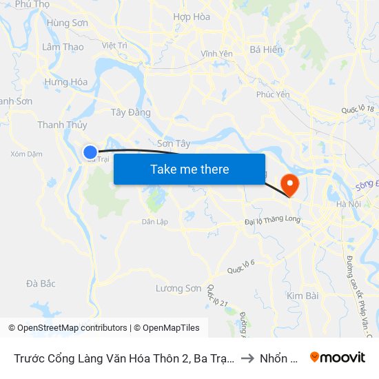 Trước Cổng Làng Văn Hóa Thôn 2, Ba Trại, Ba Vì to Nhổn City map