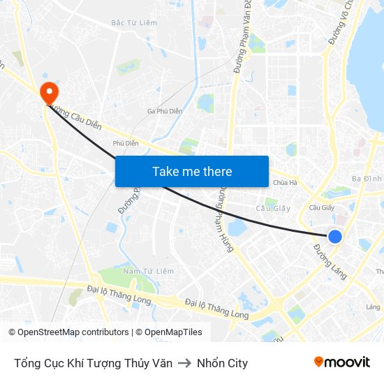 Tổng Cục Khí Tượng Thủy Văn to Nhổn City map