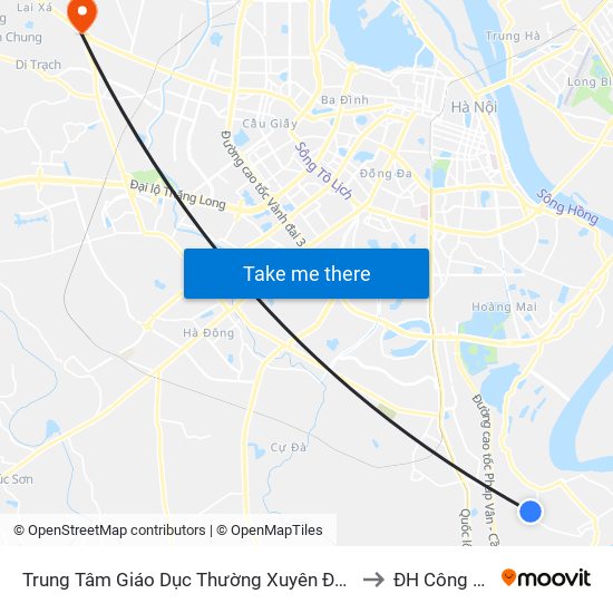 Trung Tâm Giáo Dục Thường Xuyên Đông Mỹ - Ngũ Hiệp to ĐH Công Nghiệp map