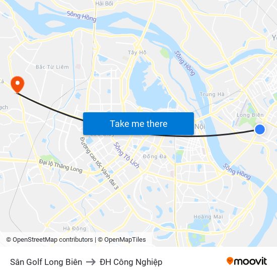 Sân Golf Long Biên to ĐH Công Nghiệp map
