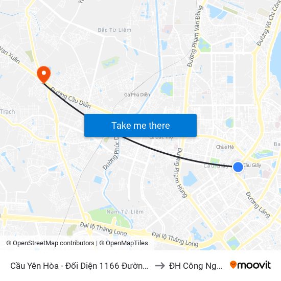 Cầu Yên Hòa - Đối Diện 1166 Đường Láng to ĐH Công Nghiệp map