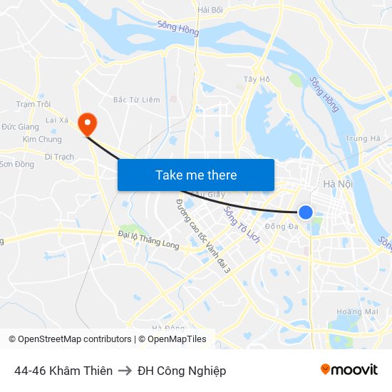 44-46 Khâm Thiên to ĐH Công Nghiệp map