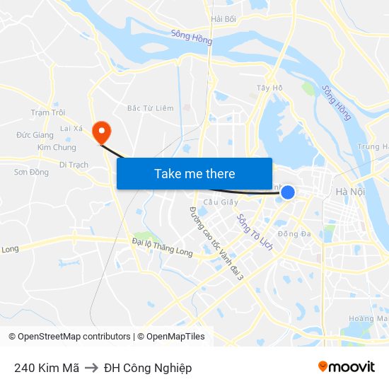 240 Kim Mã to ĐH Công Nghiệp map