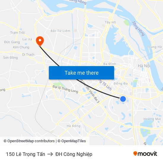 150 Lê Trọng Tấn to ĐH Công Nghiệp map