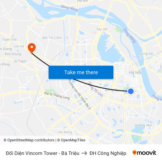 Đối Diện Vincom Tower - Bà Triệu to ĐH Công Nghiệp map