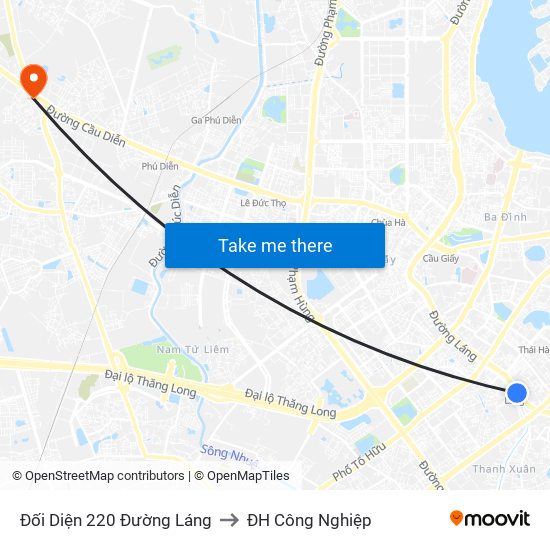 Đối Diện 220 Đường Láng to ĐH Công Nghiệp map