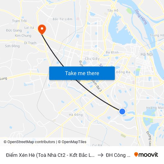 Điểm Xén Hè (Toà Nhà Ct2 - Kđt Bắc Linh Đàm) - Cầu Dậu to ĐH Công Nghiệp map