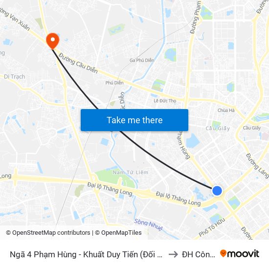 Ngã 4 Phạm Hùng - Khuất Duy Tiến (Đối Diện Trung Tâm Hội Nghị Quốc Gia) to ĐH Công Nghiệp map