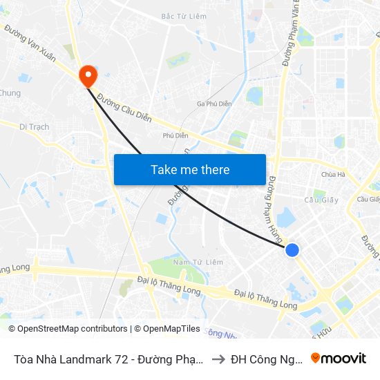 Tòa Nhà Landmark 72 - Đường Phạm Hùng to ĐH Công Nghiệp map