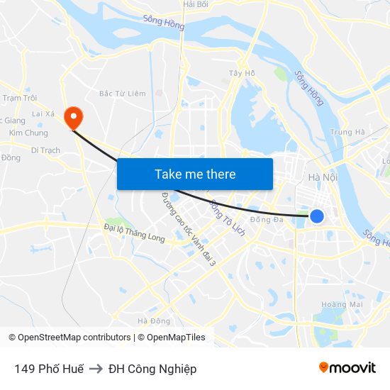 149 Phố Huế to ĐH Công Nghiệp map