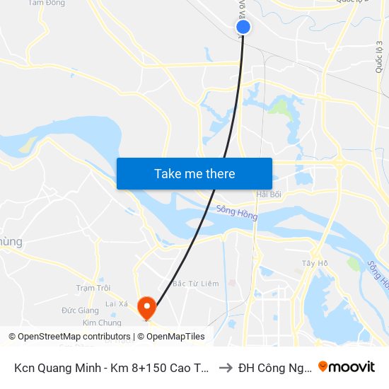 Kcn Quang Minh - Km 8+150 Cao Tốc Btl-Nb to ĐH Công Nghiệp map