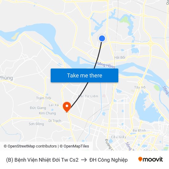 (B) Bệnh Viện Nhiệt Đới Tw Cs2 to ĐH Công Nghiệp map