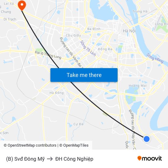 (B) Svđ Đông Mỹ to ĐH Công Nghiệp map