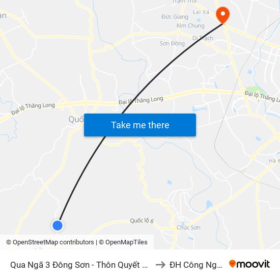 Qua Ngã 3 Đông Sơn - Thôn Quyết Thượng to ĐH Công Nghiệp map