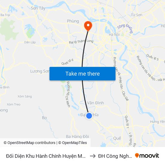 Đối Diện Khu Hành Chính Huyện Mỹ Đức to ĐH Công Nghiệp map