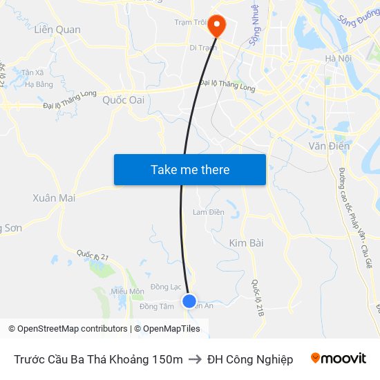 Trước Cầu Ba Thá Khoảng 150m to ĐH Công Nghiệp map