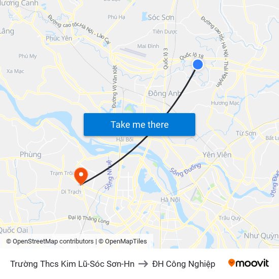 Trường Thcs Kim Lũ-Sóc Sơn-Hn to ĐH Công Nghiệp map