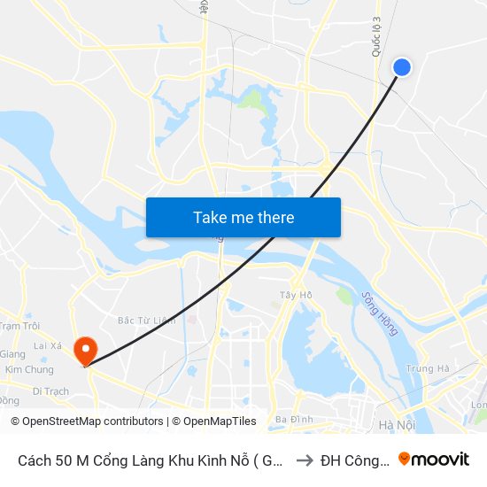 Cách 50 M Cổng Làng Khu Kình Nỗ ( Gần Viên Bắc Thăng Long ) to ĐH Công Nghiệp map