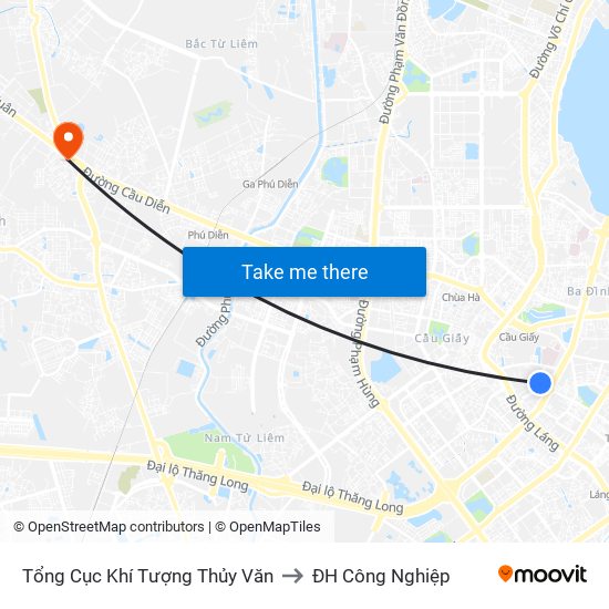 Tổng Cục Khí Tượng Thủy Văn to ĐH Công Nghiệp map