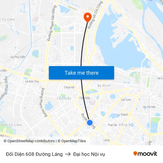 Đối Diện 608 Đường Láng to Đại học Nội vụ map