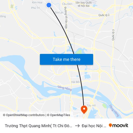 Trường Thpt Quang Minh( Tt Chi Đông) to Đại học Nội vụ map