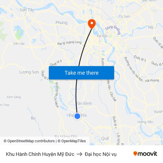 Khu Hành Chính Huyện Mỹ Đức to Đại học Nội vụ map