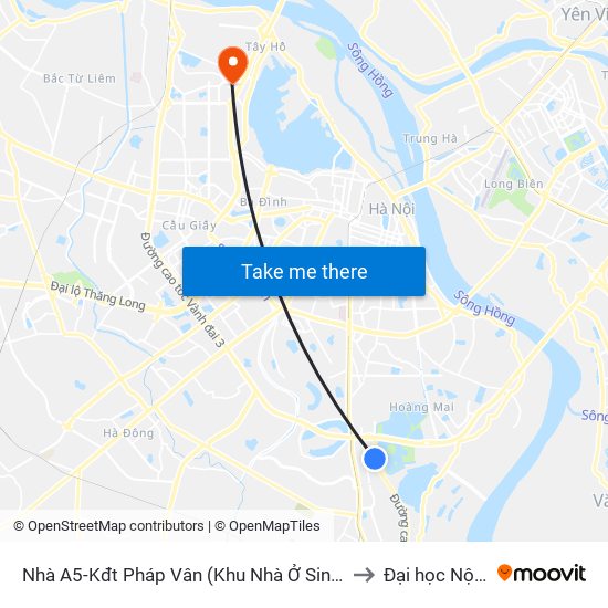 Nhà A5-Kđt Pháp Vân (Khu Nhà Ở Sinh Viên) to Đại học Nội vụ map