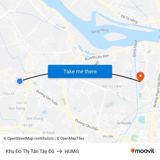 Khu Đô Thị Tân Tây Đô to HUMG map