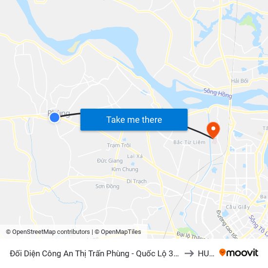 Đối Diện Công An Thị Trấn Phùng - Quốc Lộ 32 (Cọc Tiêu H6/21) to HUMG map