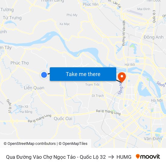 Qua Đường Vào Chợ Ngọc Tảo - Quốc Lộ 32 to HUMG map