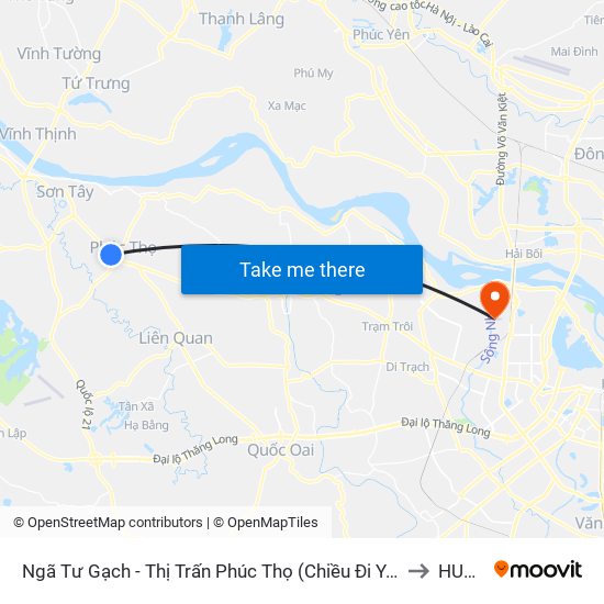 Ngã Tư Gạch - Thị Trấn Phúc Thọ (Chiều Đi Yên Nghĩa) to HUMG map