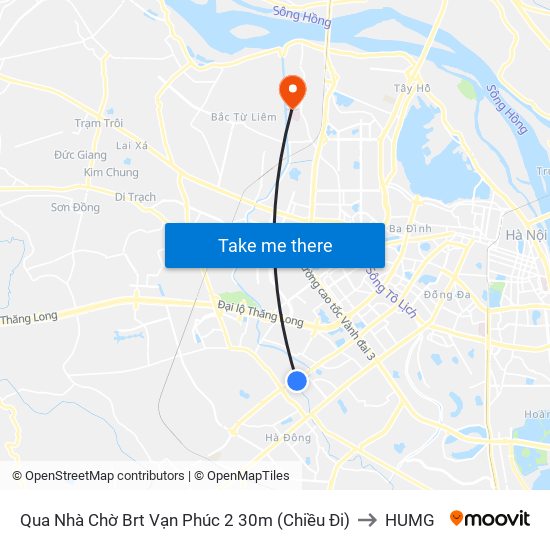 Qua Nhà Chờ Brt Vạn Phúc 2 30m (Chiều Đi) to HUMG map