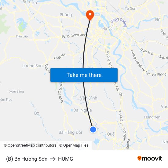 (B) Bx Hương Sơn to HUMG map