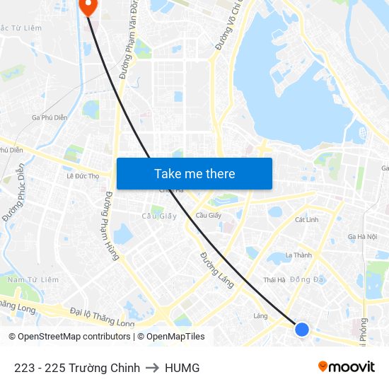 223 - 225 Trường Chinh to HUMG map