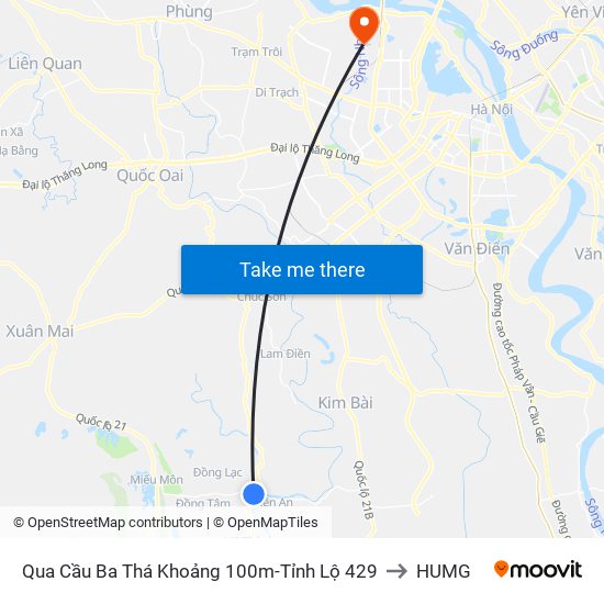 Qua Cầu Ba Thá Khoảng 100m-Tỉnh Lộ 429 to HUMG map