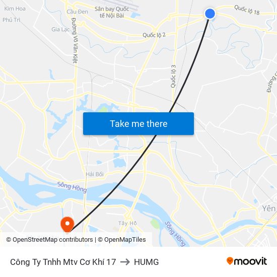 Công Ty Tnhh Mtv Cơ Khí 17 to HUMG map